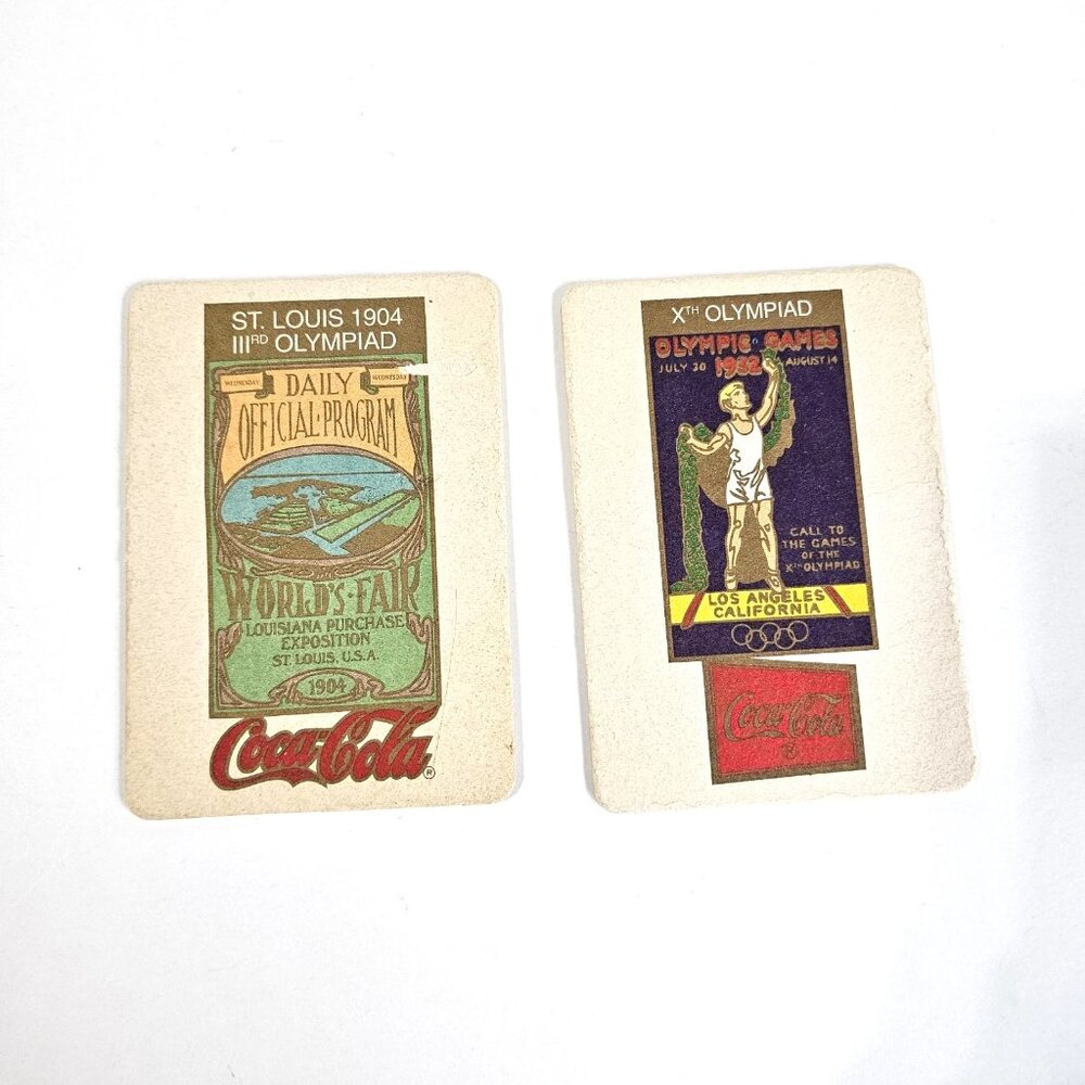 Coca Cola Olympic 1904 St Louis 1932 Los Angeles Coaster Card